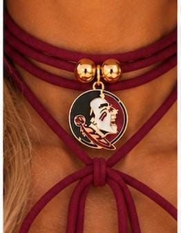 Fsu Wrap Necklace Gameday Jewelry College Team Logo Charm Cord Accessory Noles Fan Gift Women Tailgate Wear Florida State University Spirit
