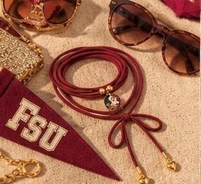 Fsu Wrap Necklace Gameday Jewelry College Team Logo Charm Cord Accessory Noles Fan Gift Women Tailgate Wear Florida State University Spirit
