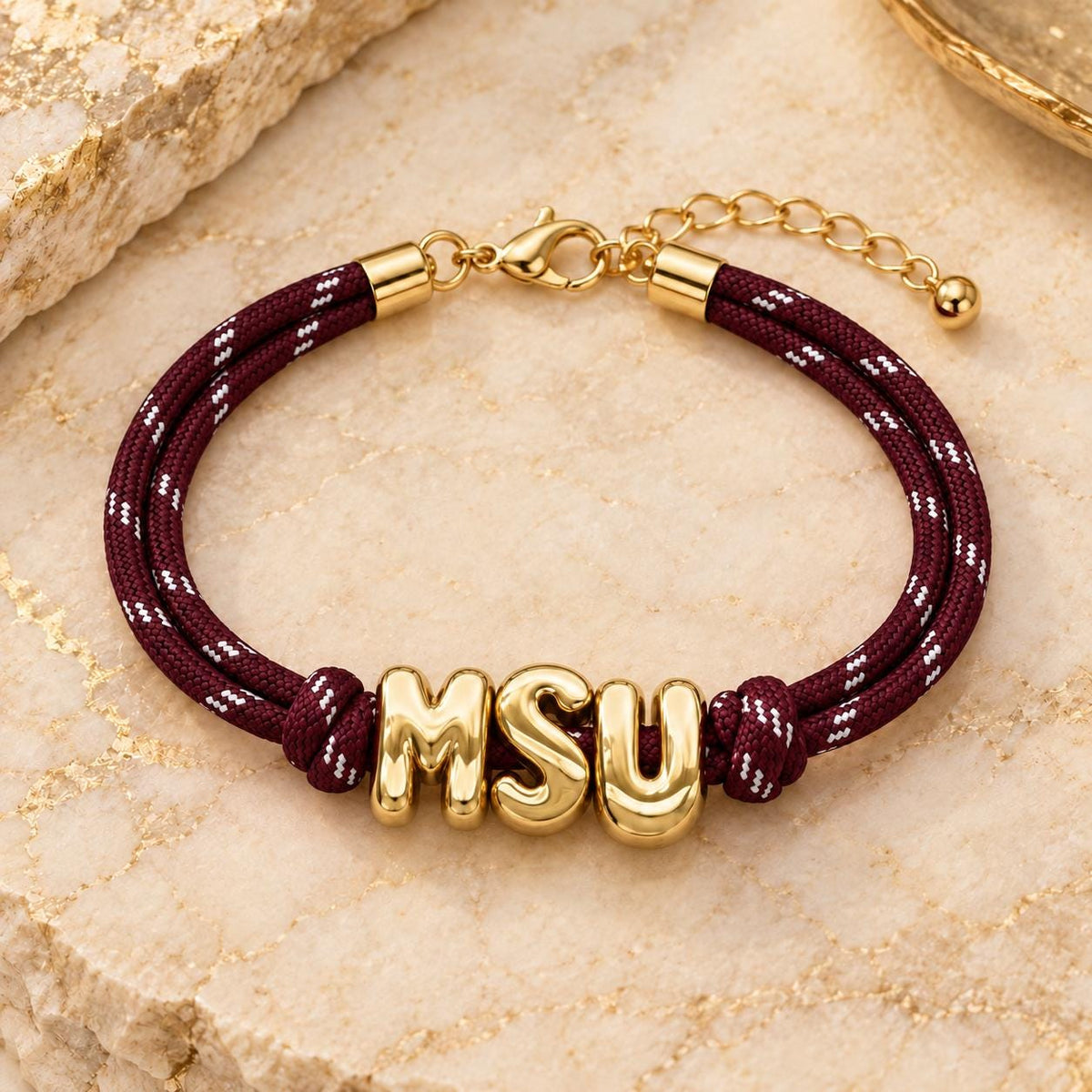 Team Spirit Paracord Bracelet Adjustable Cord Band Custom Name Initial Letter Jewelry Gameday Accessories Fan Gear Game Day Gift Graduation