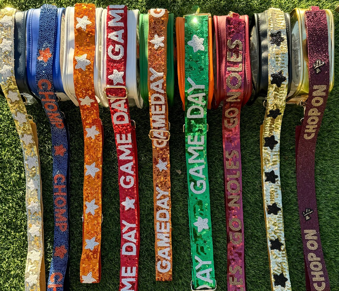 Beaded sequin purse strap for clear stadium crossbody bag, stylish game day accessory, by Sunkissed by Chrissy