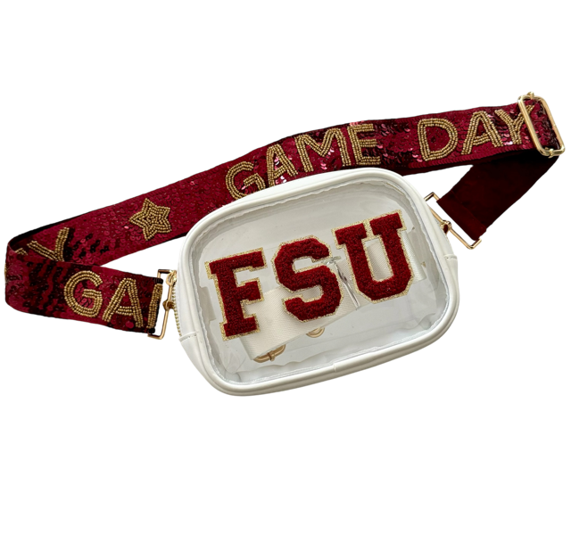 Beaded sequin purse strap by Sunkissed by Chrissy, designed for clear bags, stadium crossbody purses, and college game day accessories.