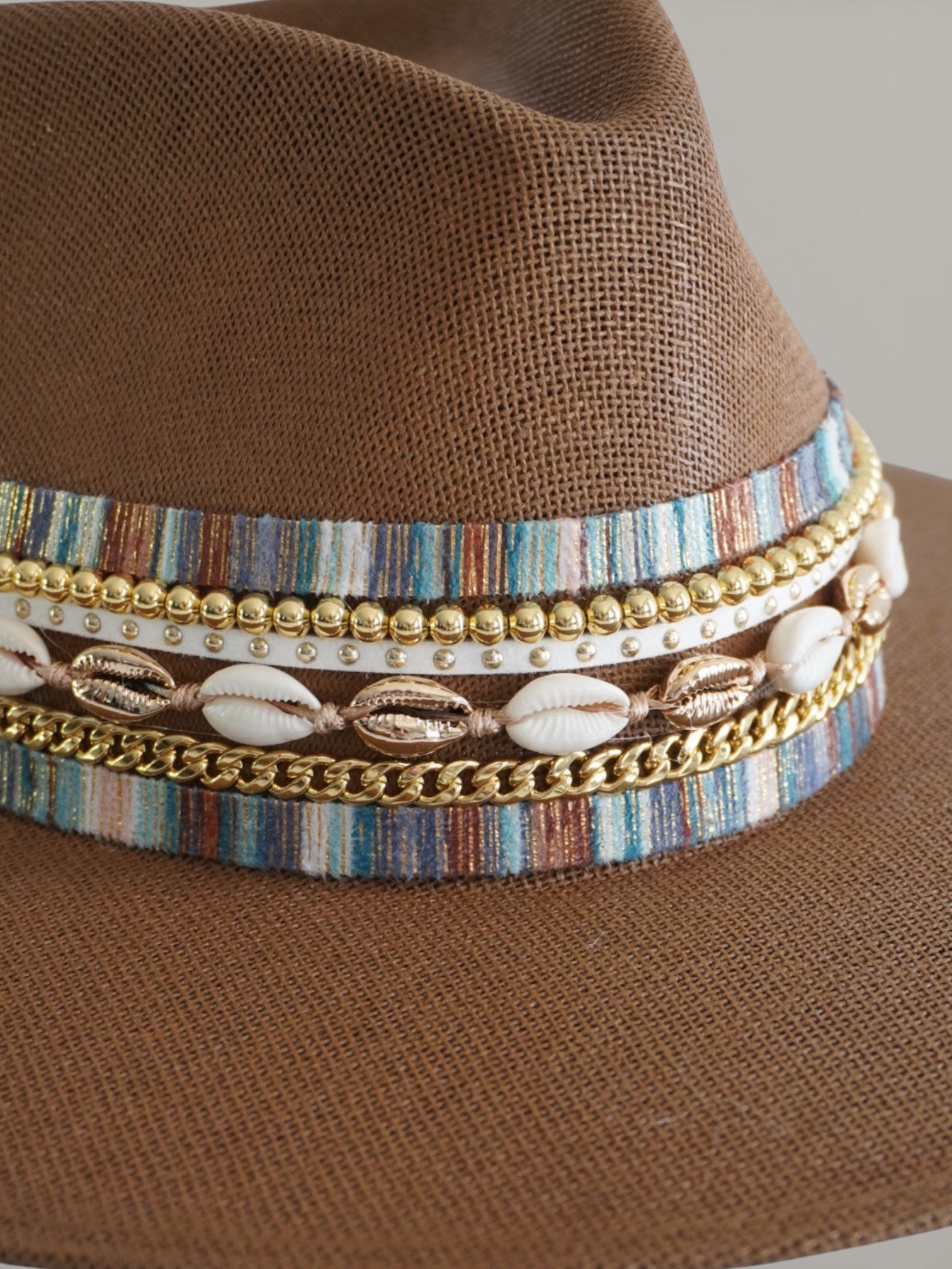 Sunkissed by Chrissy water-resistant beach hat for women with shell accents, coastal jute Panama boater hat for vacation wear