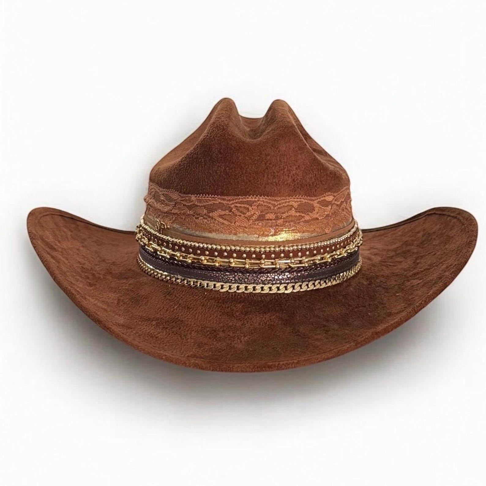 Sunkissed by Chrissy vegan suede Western cowboy hat with statement design, ideal for Nashville concerts, rodeos, and country festivals.