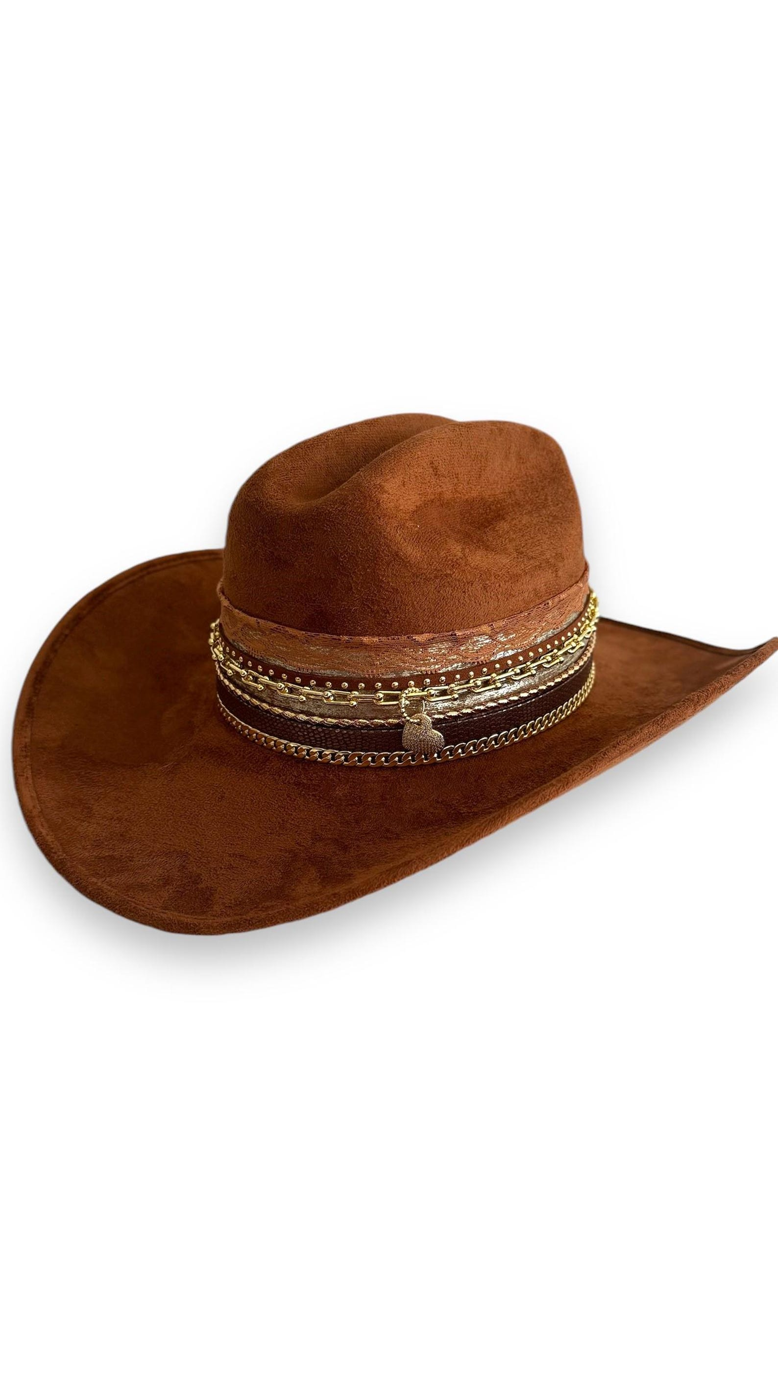 Western cowgirl cowboy hat by Sunkissed by Chrissy featuring vegan suede, ideal for country music festivals and rodeo line dancing.