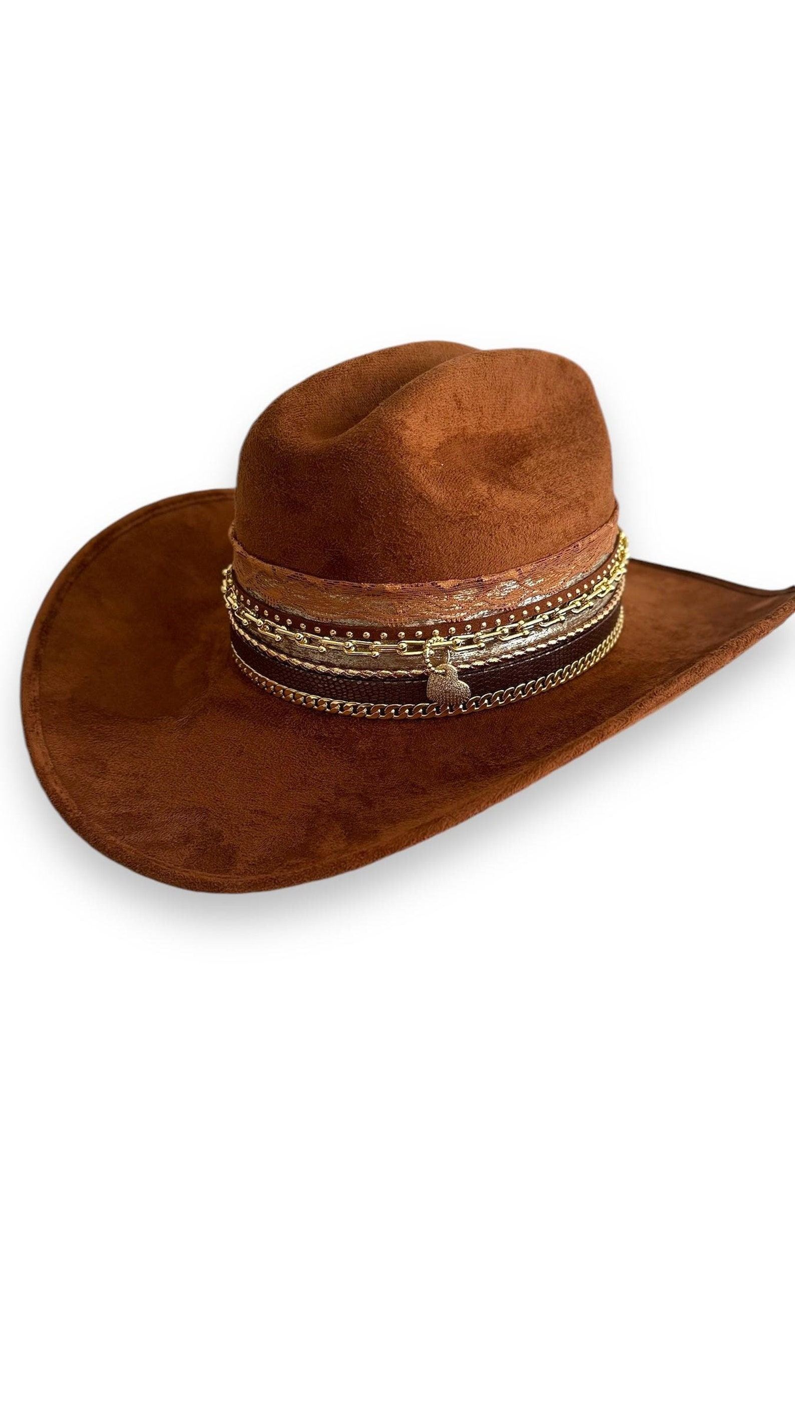 Sunkissed by Chrissy vegan suede Western cowboy hat with statement style, perfect for country music festivals and line dancing.