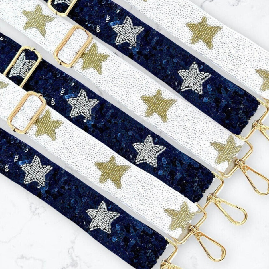 Beaded sequin purse strap by Sunkissed by Chrissy with colorful beads and sparkling sequins for stylish handbag accessories.
