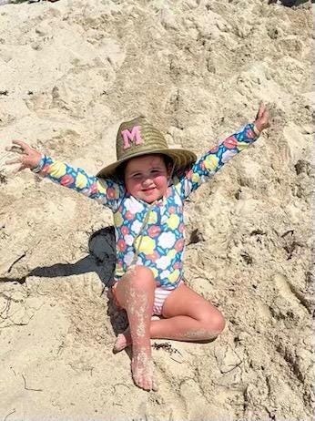 Personalized Sunkissed by Chrissy kids straw sun hat with initial chenille letter, perfect for toddlers' beach and outdoor sun protection.