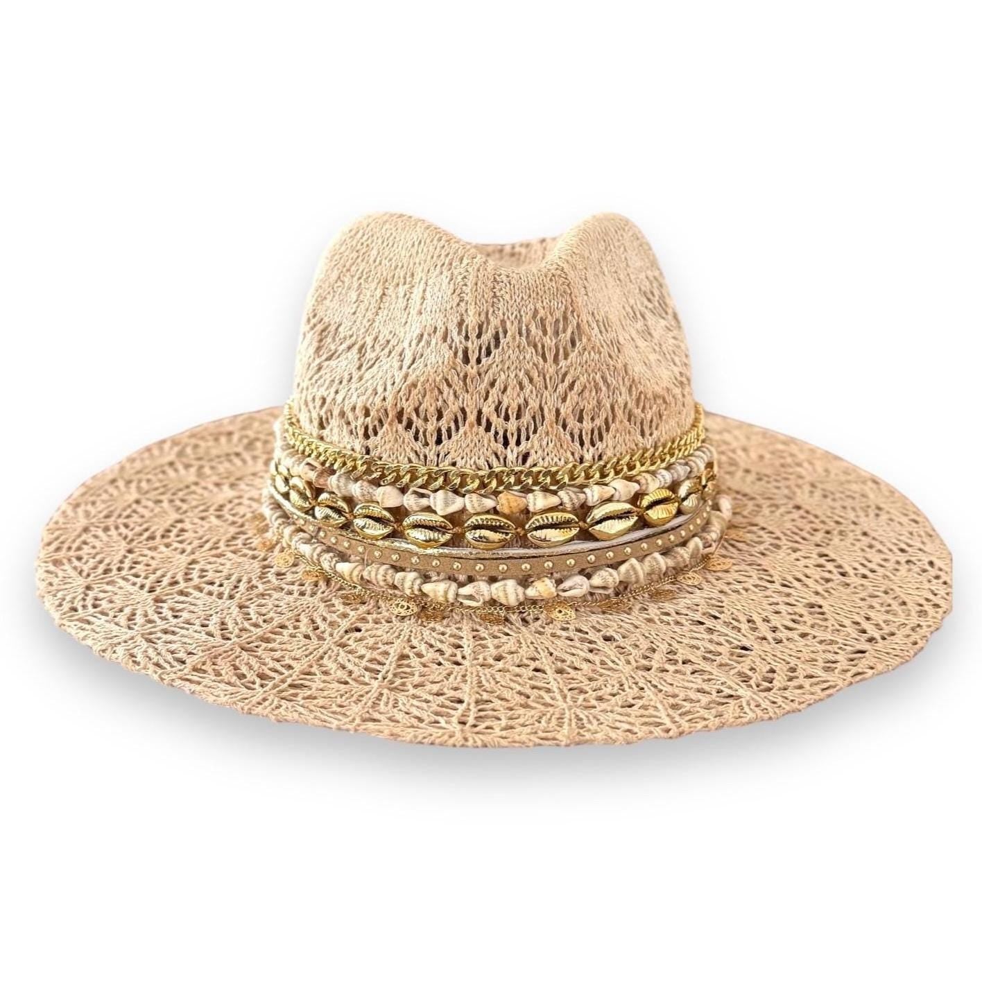 Sunkissed by Chrissy Lace Panama beach hat with wide brim, personalized summer sun hat, perfect for vacation and boho style.