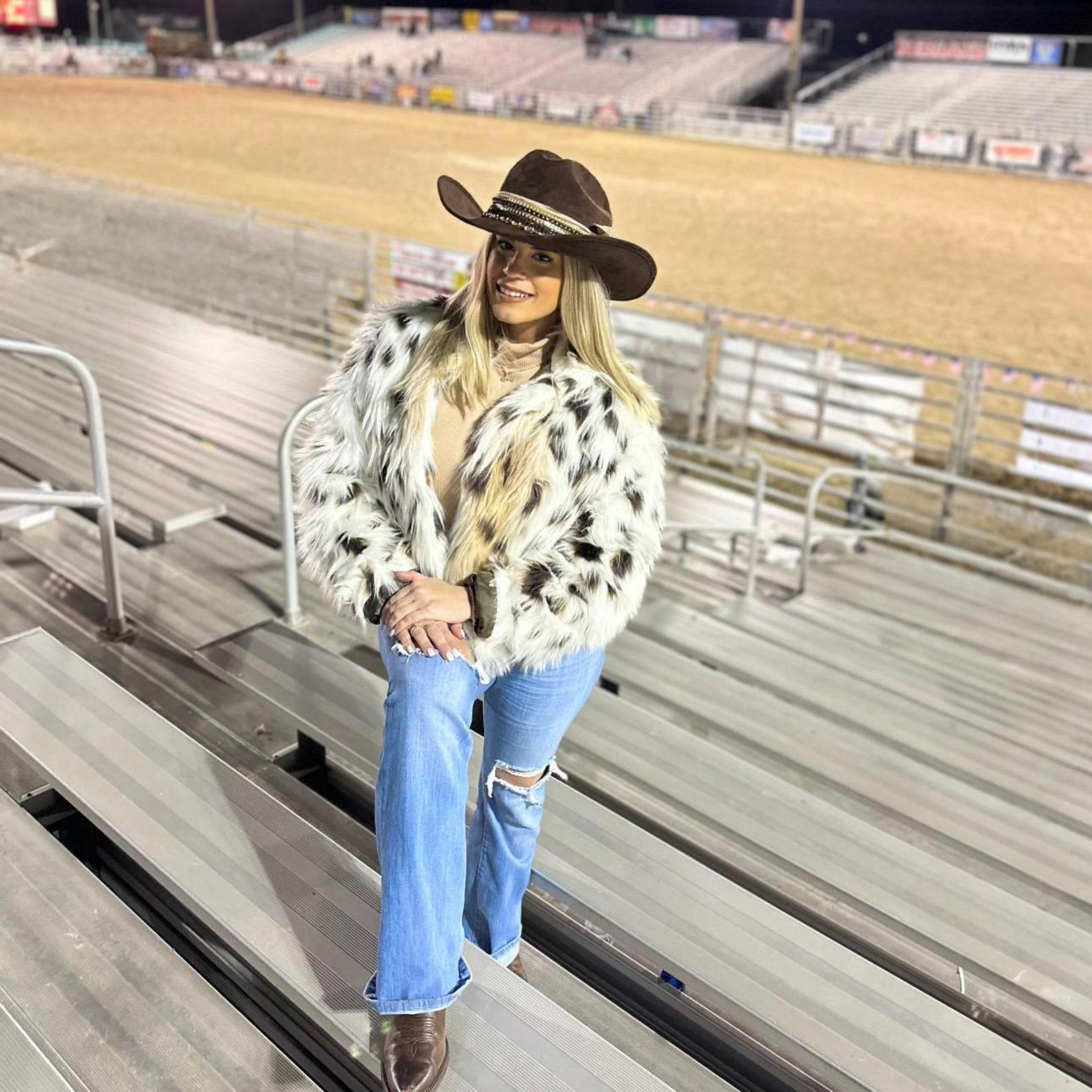 Vegan suede custom cowboy Western hat in burnt brown with personalized embroidery, stylish cowboy hat for women or rodeo.