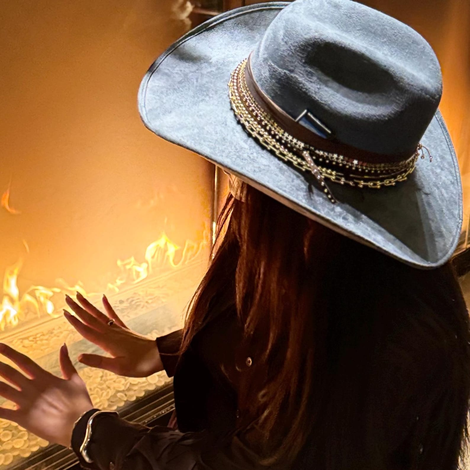 Western glam cowgirl hat by Sunkissed by Chrissy with jeweled embellishments, custom design, ideal for rodeo and concert wear.
