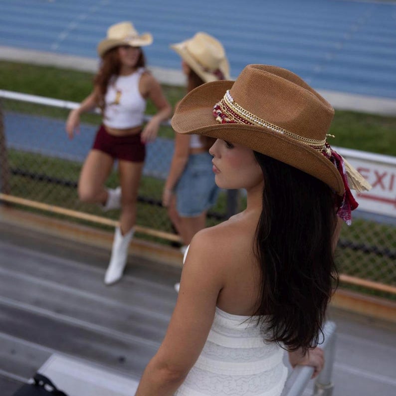 Florida State Seminoles cowgirl hat in garnet and gold, western style with team logo, perfect for game day and tailgate outfits