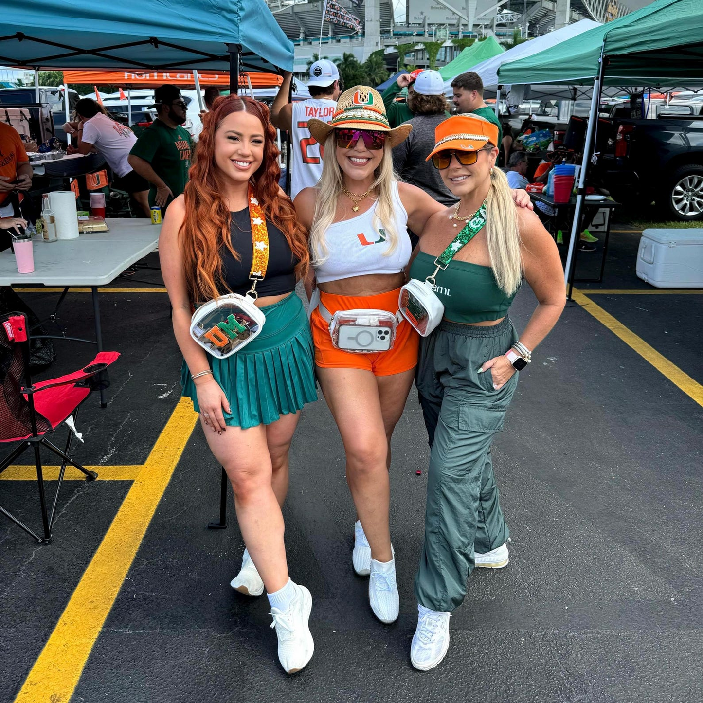 Sunkissed by Chrissy Miami cowboy hat with University of Miami Hurricanes logo, perfect for tailgate fan events