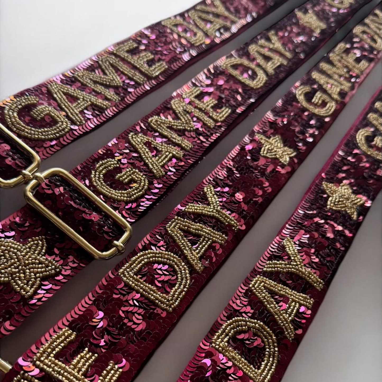 Florida State Game Day clear stadium bag by Sunkissed by Chrissy with sequins, garnet and gold accents, crossbody style, approved for events