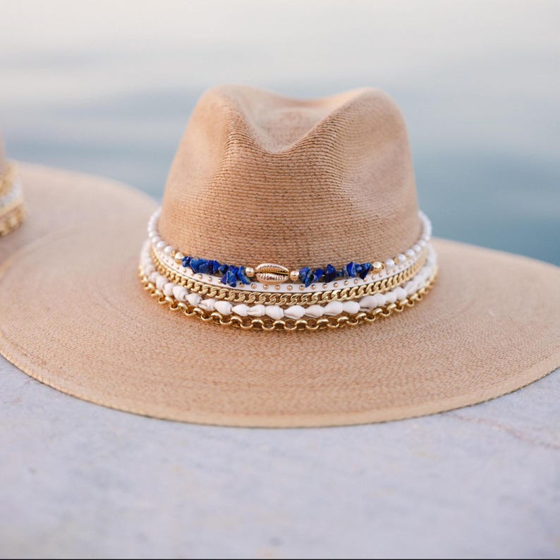 Sunkissed by Chrissy wide brim Panama hat with shells, perfect for beach resort wear and vacation style.